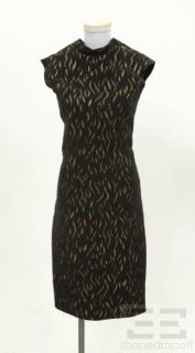 Jean Paul Gaultier Black Gold Shimmer V Back Dress Size 6