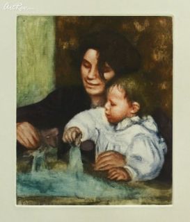Pierre Auguste Renoir Gabrielle Et Jean Hand Colored Etching Retail $1