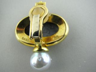 Estate Elizabeth Gage 18K Gold Pearl Diamond Earrings