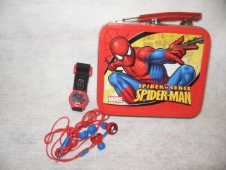 Spiderman Tin Headphones Watch Memory Game Puzzles