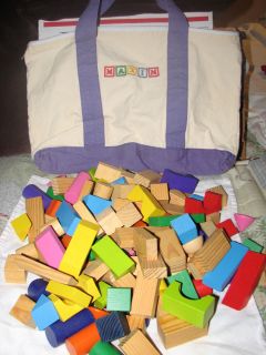 Building Blocks Colored Natural Wooden different shapes w Carrying