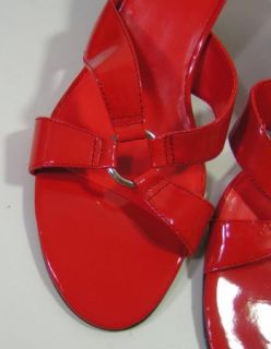 Andrew Geller Red Faux Patent Leather Strappy Heels Sandals New Womens