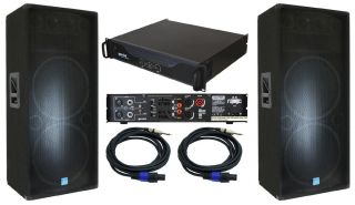 Gemini Pro Audio DJ 2 GSM 3250 Dual 15 2400W PA Speakers Cables 6000W