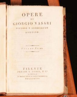1822 6VOL Opere de Giorgio Vasari in Italian Renaissance Art