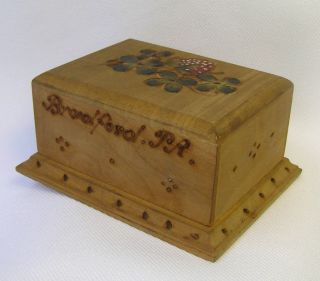 Old Bradford Pennsylvania Pa Souvenir Wood Tramp Art Postage Stamp Box