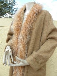 Giuliana Teso Amazing Kidmohair Alpaca Beige Coat with Curly Lamb Fur