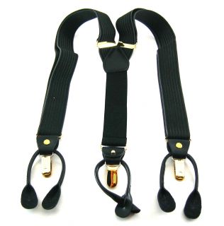 Geoffrey Beene Black Grey Elastic Nylon Suspenders