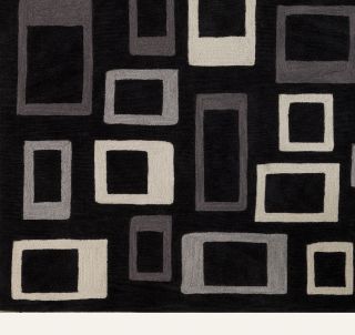 Modern Area Rug Big Contemporary Carpet Black 8 x 10 Geometric