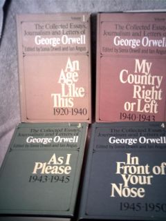   COLLECTED ESSAYS JOURNALISM LETTERS of GEORGE ORWELL 4 VOLUME SET DJ