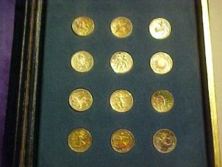  Franklin Mint Treasury of Zodiac Medals by Gilroy Roberts Set