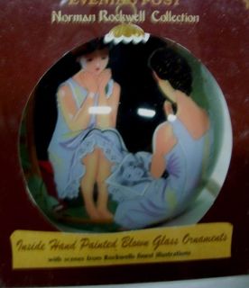  Evening Post Norman Rockwell GIRL AT THE MIRROR 3 GLASS ORNAMENT NEW