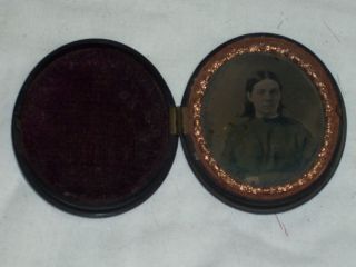 Tintype of Young Woman in Oval Case