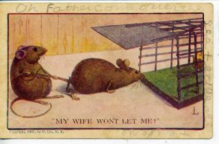 Vintage Postcard Mouse Mice Mousetrap Garden City MO