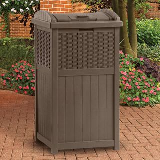  Wicker Mocha Trash Can for Deck or Patio Outdoor Garbage Can
