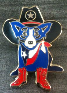 Blue Dog George Rodrigue Cowboy Lapel Pin for Amarillo Museum of Art