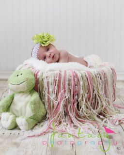 PLUSH Fringe Blanket SPRING Baby Photography Newborn Prop Pink Green