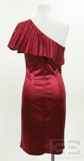 Jay Godfrey Burgundy Silk Satin Pleated One Shoulder Dress Size 4