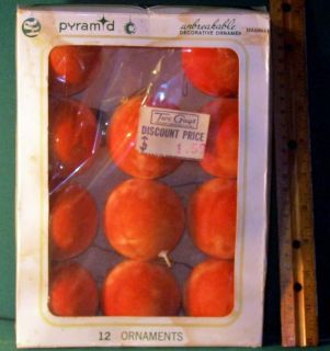 Vintage Orange Pyramid Christmas Ornaments Box