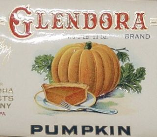 Glendora Pumpkin Can Label Glendora Prod Warren PA