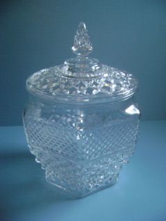 Vintage Large Glass Canister with Lid Cut Glass Design 10 5 High