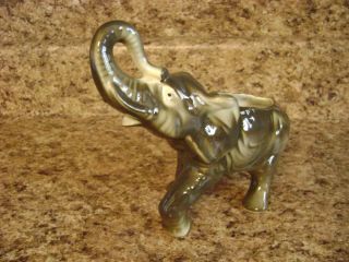 Vintage Ceramic Elephant Planter Grey and Tan 6 Tall by 7 5 Long