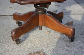 Vintage Walnut Wood Office Swivel Desk Chair Johnson Co. Clark & Gibby