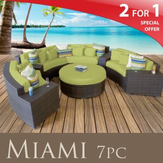 Wicker Outdoor Furniture Round Sectional New Patio 7 PC Set Miami