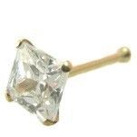 14kt Solid Yellow Gold Nose Bone Stud Ring 3 3mm Square 22 Gauge 22G