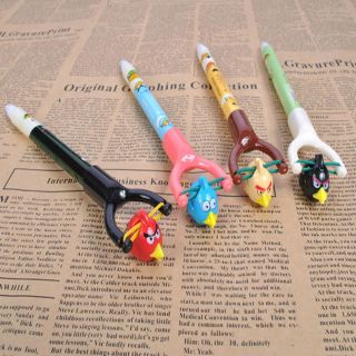  cute fun slingshot ANGRY BIRDS pens ballpens stationery gift 4pcs set