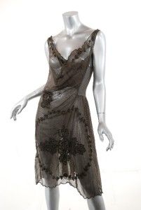 Gary Graham Mushroom 100 Cotton Mesh Tank Dress w Embroidery Pretty Sz