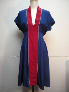 Geren Ford Blue Red Silk Dress Medium