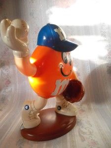 Vintage M Ms Baseball Player Orange Candy Dispenser