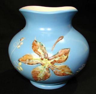Vintage Herta Gertz Hand Decorated Vase Mountain Leaves