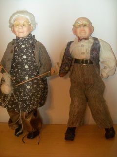 Goldenvale 1 2000 Grandma Grandpa Porcelain Cloth Doll Set 17 Tall