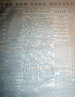 Newspaper w Map Capture of Goldsboro North Carolina Gen Sherman