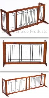 Pet Fence Gate Free Standing Adjustable Dog Gate Indoor Solid Wood