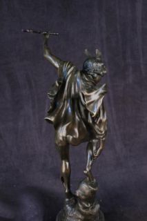 Bronze Handcrafted Art Sculpture Roman Mythical Flying Mercury Nude