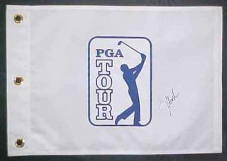 Hunter Mahan Signed PGA Logo Embroidered Golf Flag