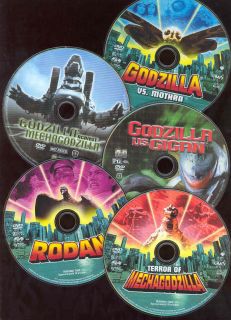 Godzilla DVD Movies x5 Rodan Gigan Mothra Mechagodzilla