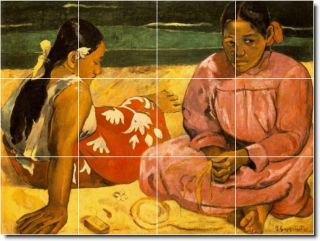 femmes tahiti by paul gauguin 18x24 inch ceramic tile mural using 12