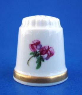 Goebel Porcelain Thimble Pink Roses Gold Band Germany