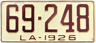1926 Louisiana License Plate Gibby Alpca