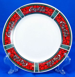 Gibson Coca Cola Traditions Salad Plate 7 in Red Stained Glass Panels