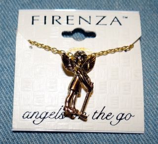 Firenza Goldtone Angels on The Go Golfing Angel Pendant on 17 Chain