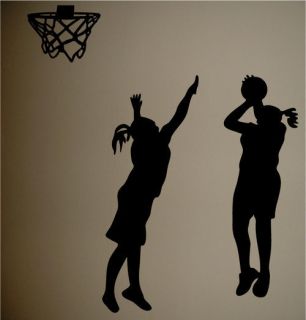 Basketball Silhouettes Girls Room Wall Decal Decor