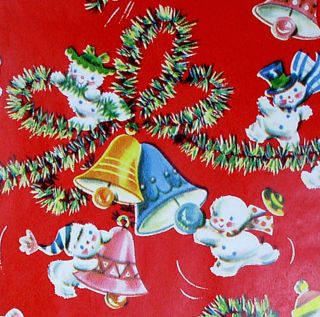  Snowman New Old Vintage Christmas Wrapping Paper Gift Wrap
