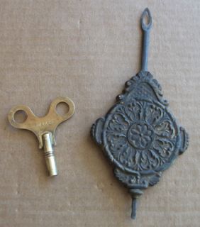 Gilbert Kitchen Clock Pendulum Bob Signed Brass Key Parts Restore