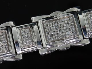 Mens White Gold Finish Diamond Bracelet Pave 2 3c