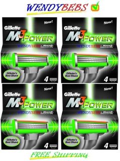 4x4 16pcs New Genuine Gillette Mach 3 M3 Power Shaving Razor