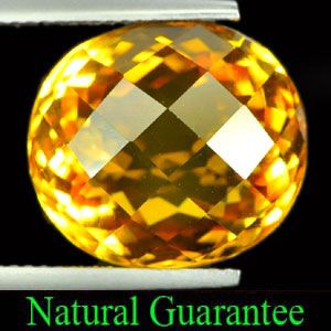  14 Ct Oval Checkerboard Natural Yellow Citrine Gemstone Brazil